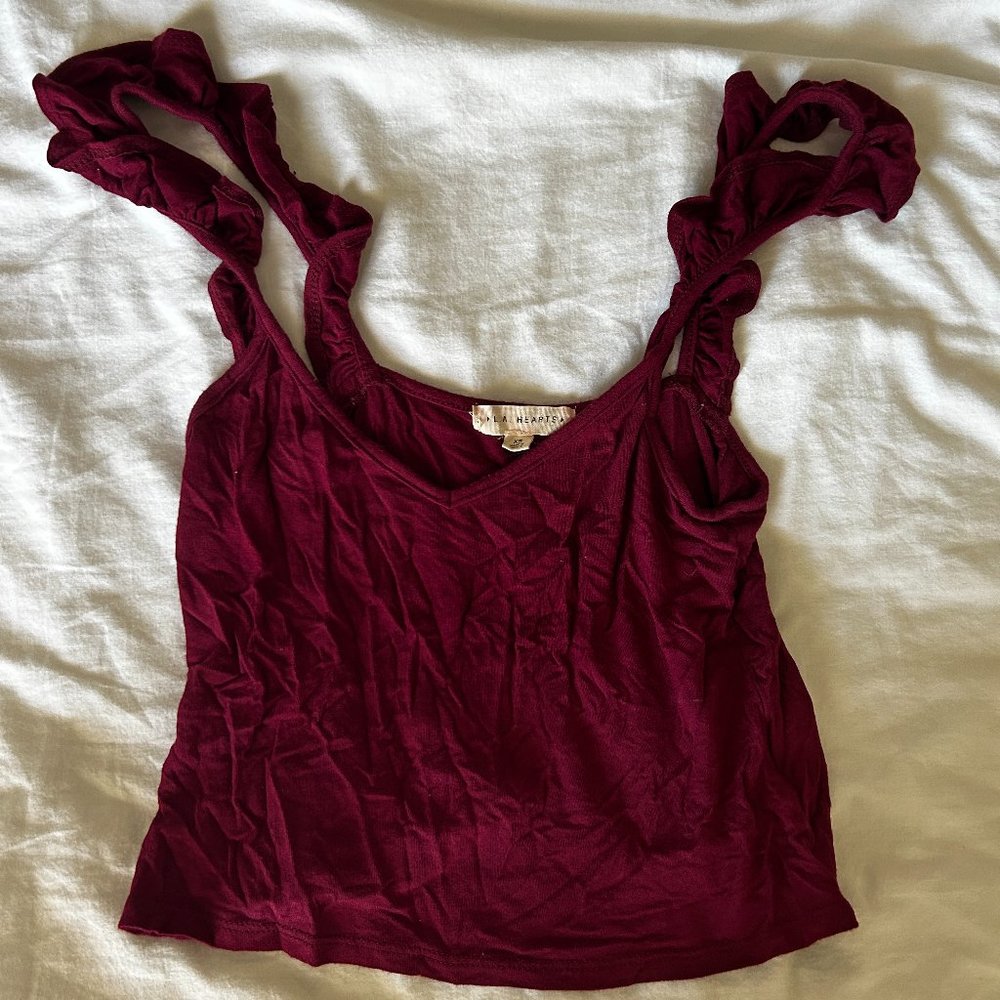 LA Hearts Flowy Cropped Tank Top With Ruffle Straps